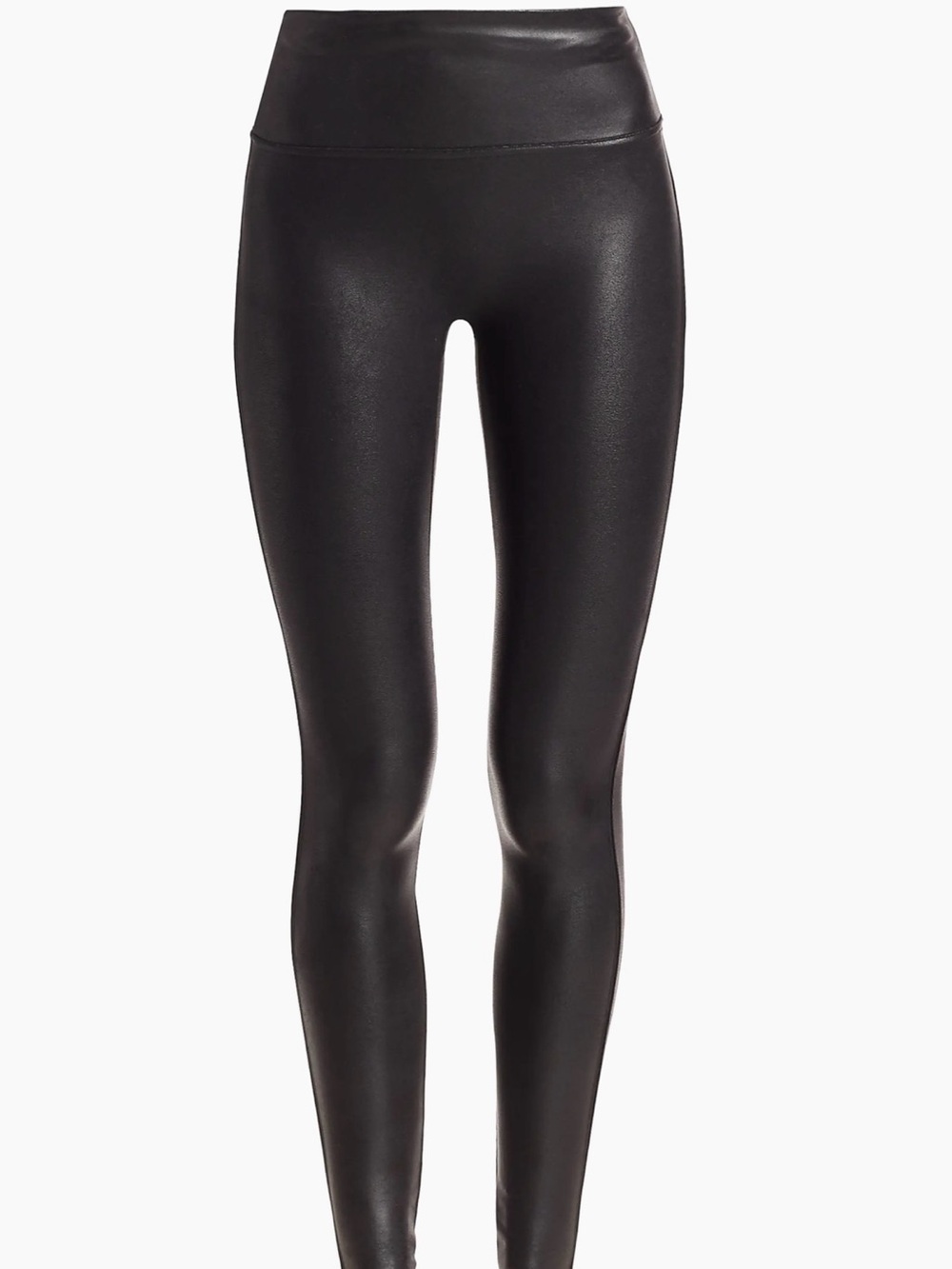 SPANX Shiny Faux Leather High-Rise Leggings - Black, Small Petite